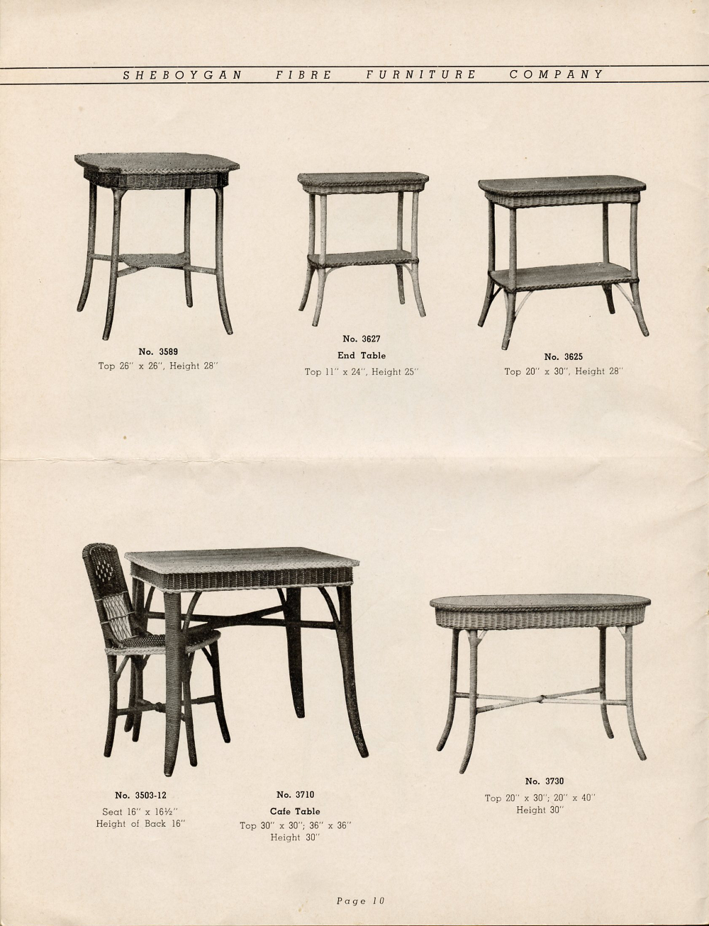 1942 Sheboygan Fibre Furniture Company Catalogue, Page 10
