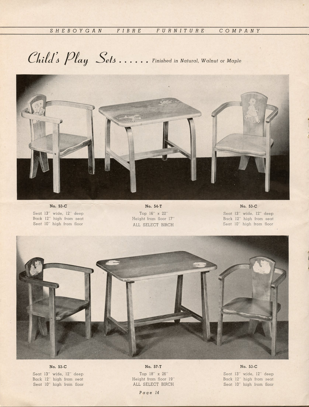 1942 Sheboygan Fibre Furniture Company Catalogue, Page 14